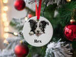Customisable Border Collie Portrait – Ceramic Hanging Decoration, personalised with your own text