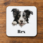 Customisable Border Collie Portrait – Coaster, personalised with your own text