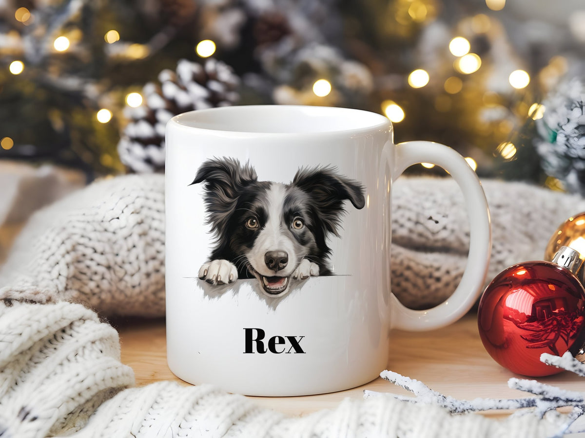 Customisable Border Collie Portrait – Orca 11oz Standard Mug, personalised with your own text