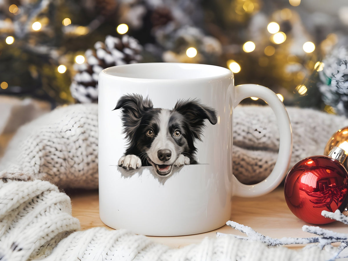 Border Collie Portrait standard mug in white