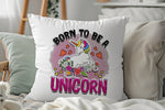 Born to Be a Unicorn cushion in white