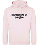 BUSY SPENDING MY Pension hoodie in baby pink