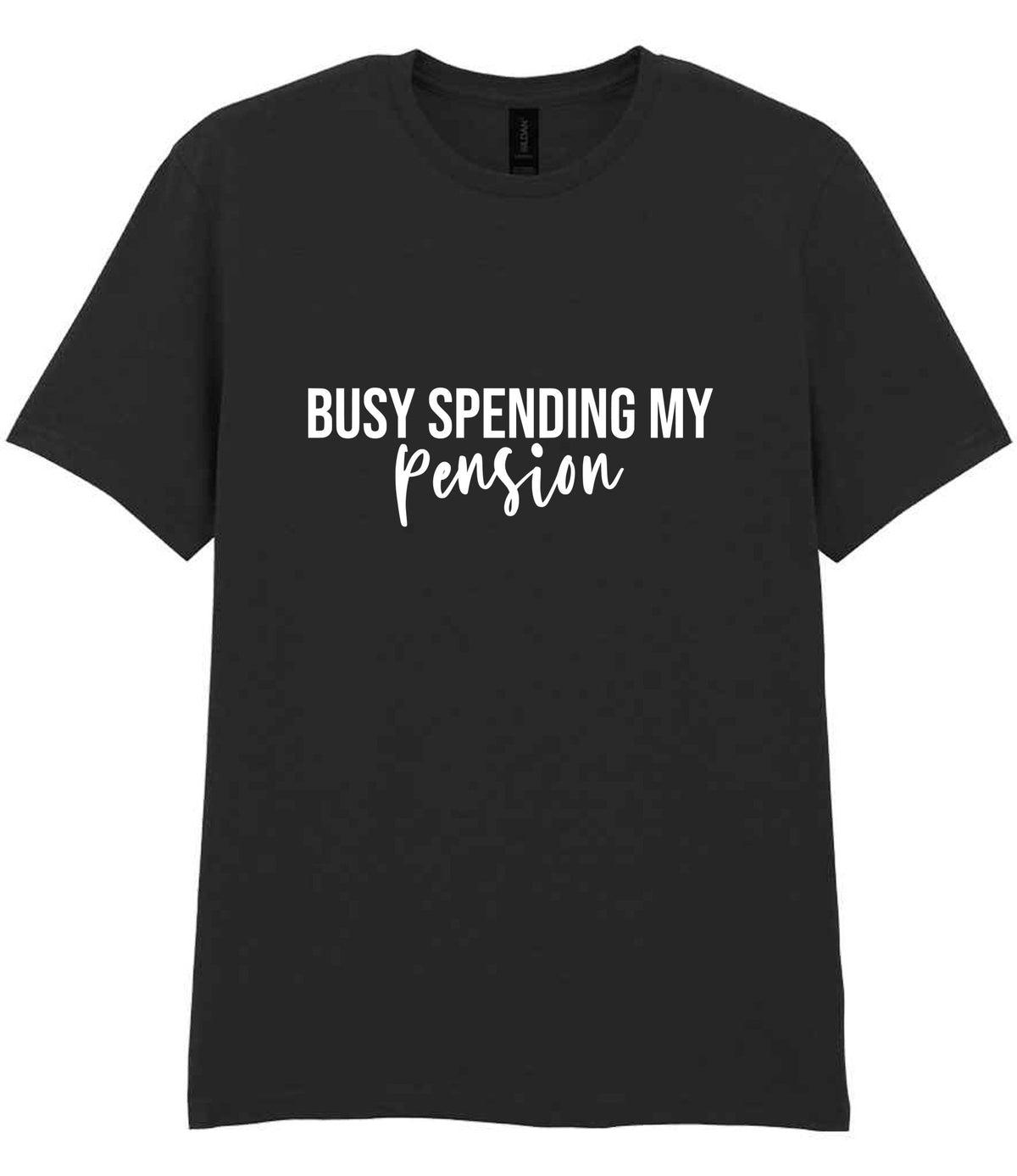 BUSY SPENDING MY Pension t-shirt in black