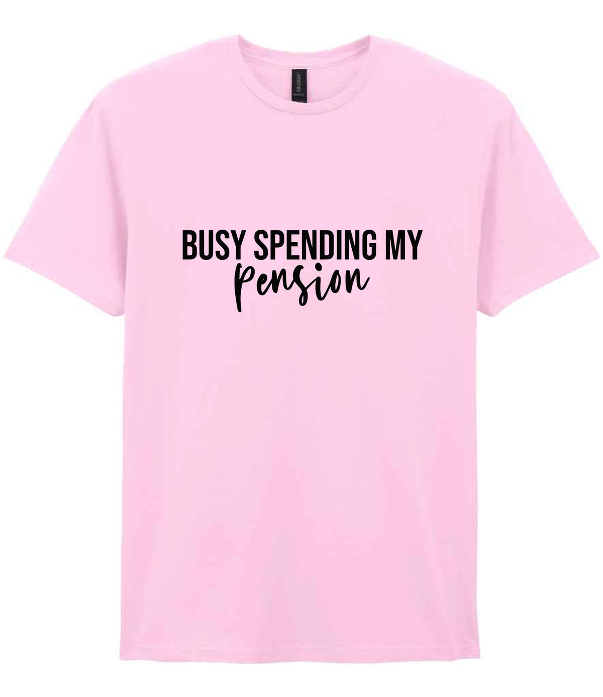 BUSY SPENDING MY Pension t-shirt in light pink