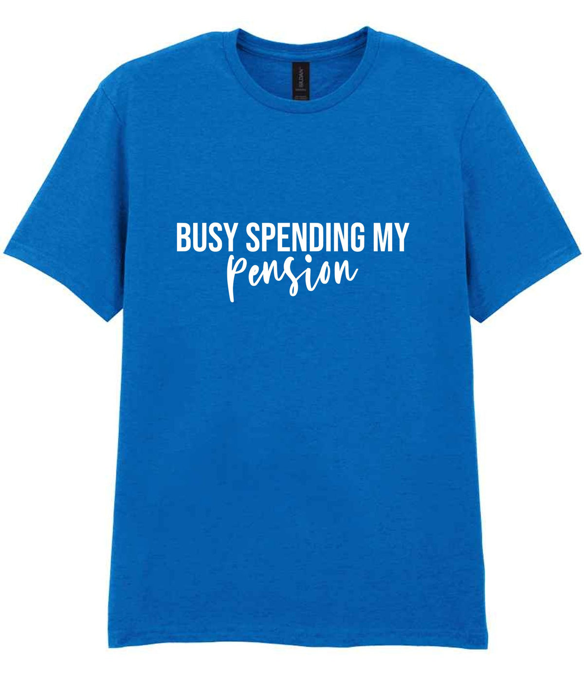 BUSY SPENDING MY Pension t-shirt in royal blue