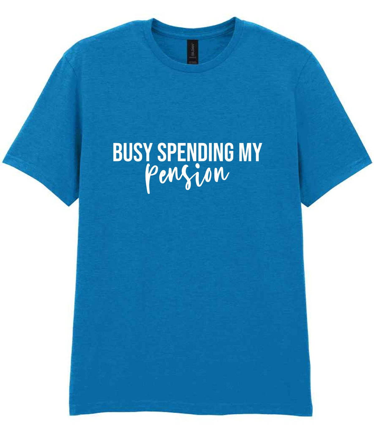 BUSY SPENDING MY Pension t-shirt in sapphire blue