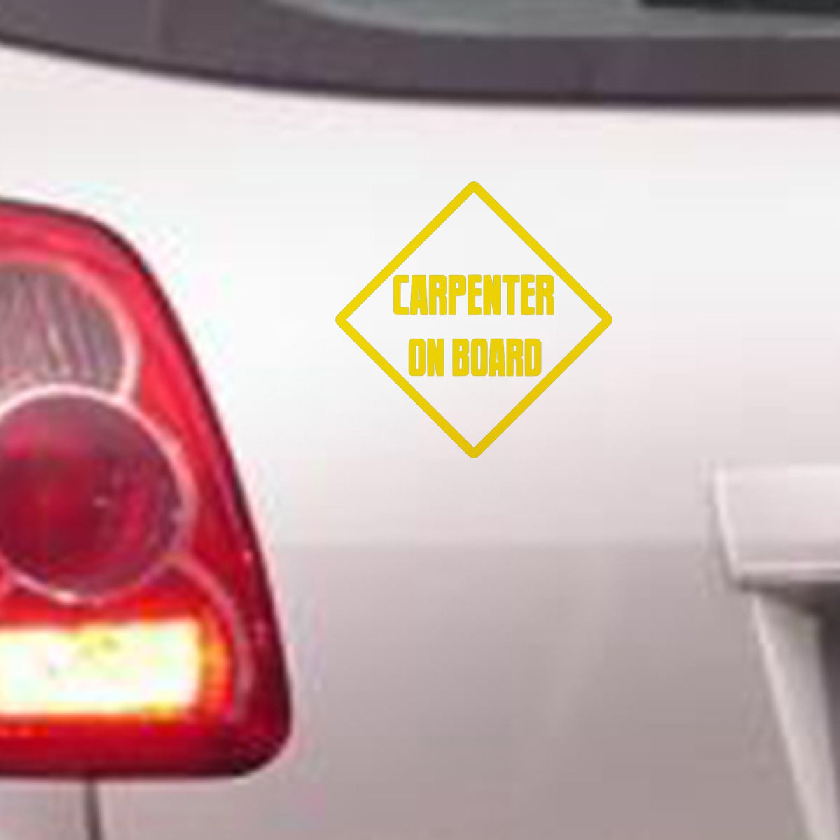 Carpenter on Board – Bumper Sticker in Standard with Yellow vinyl