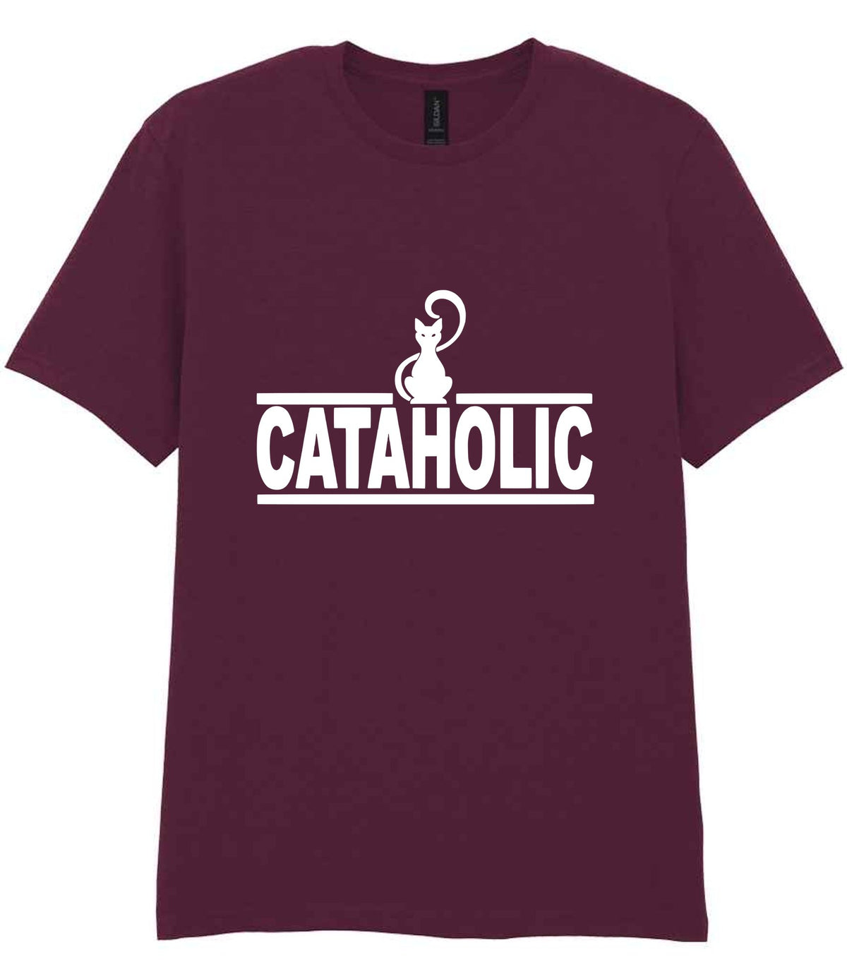 Cataholic t-shirt in maroon