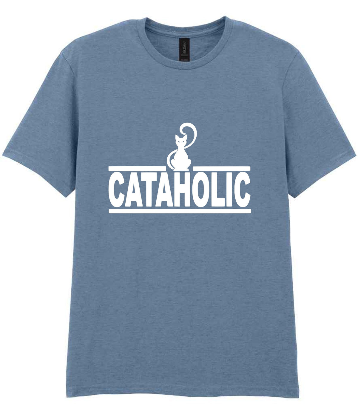 Cataholic t-shirt in stone blue