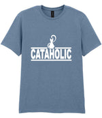 Cataholic t-shirt in stone blue