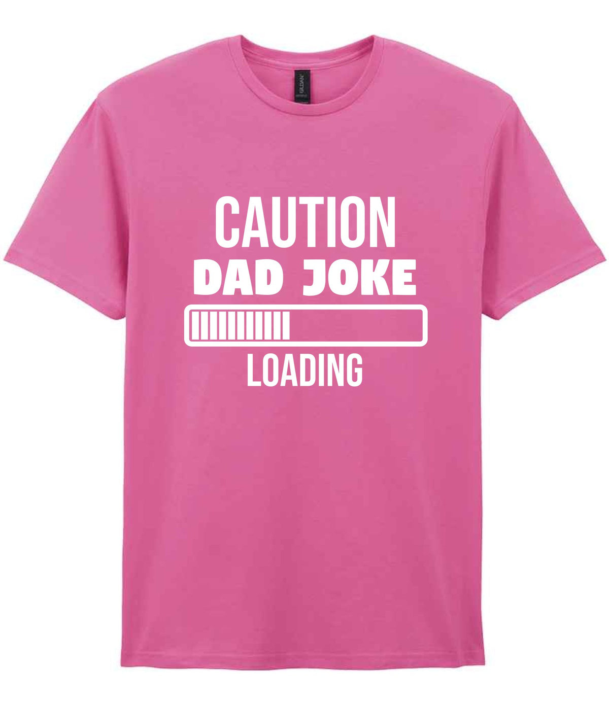 Caution Dad Joke Loading t-shirt in azalea