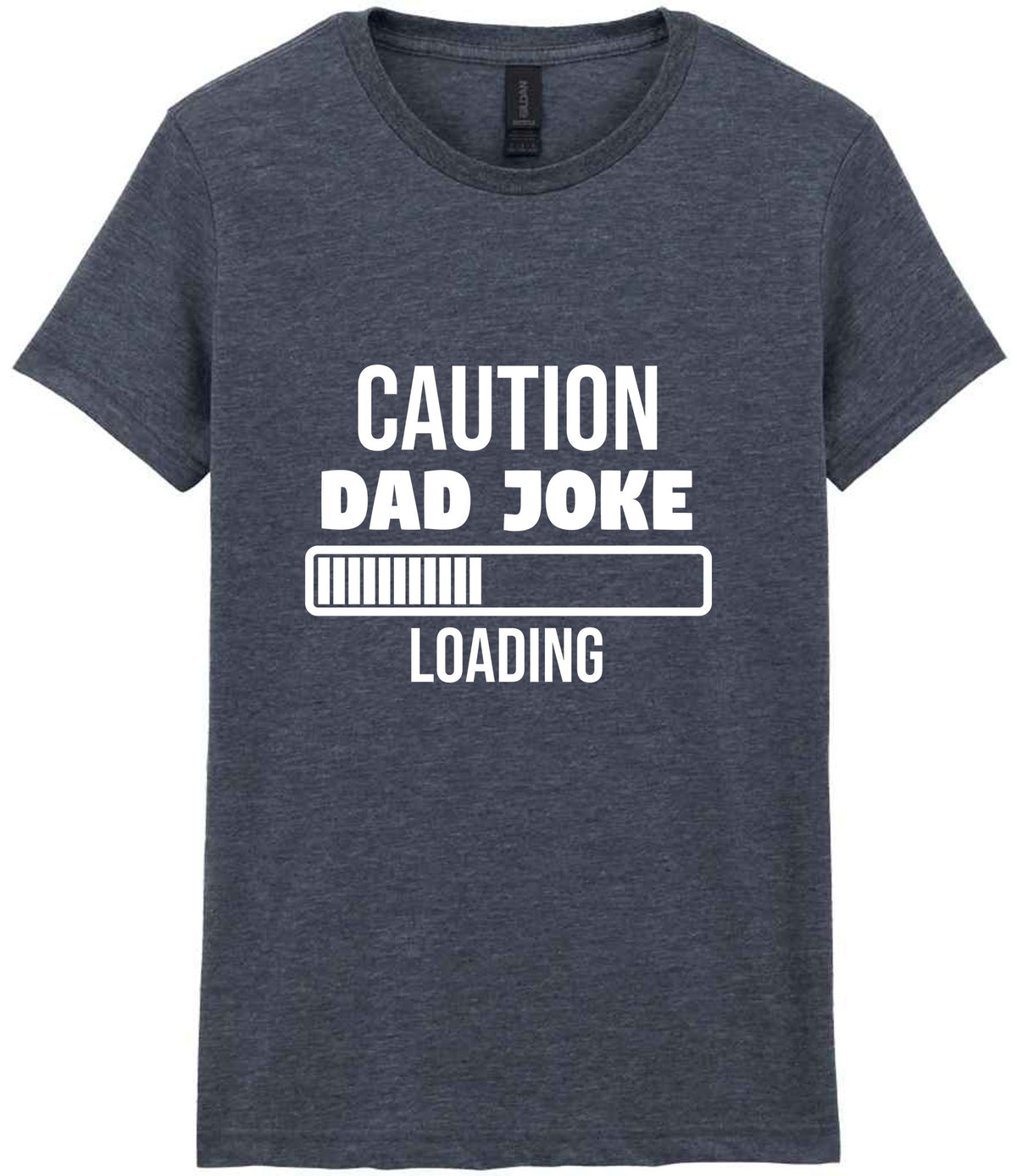 Caution Dad Joke Loading t-shirt in dark heather