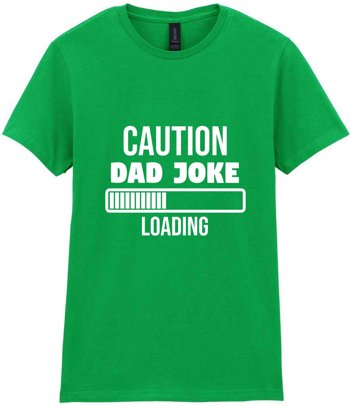 Caution Dad Joke Loading t-shirt in irish green