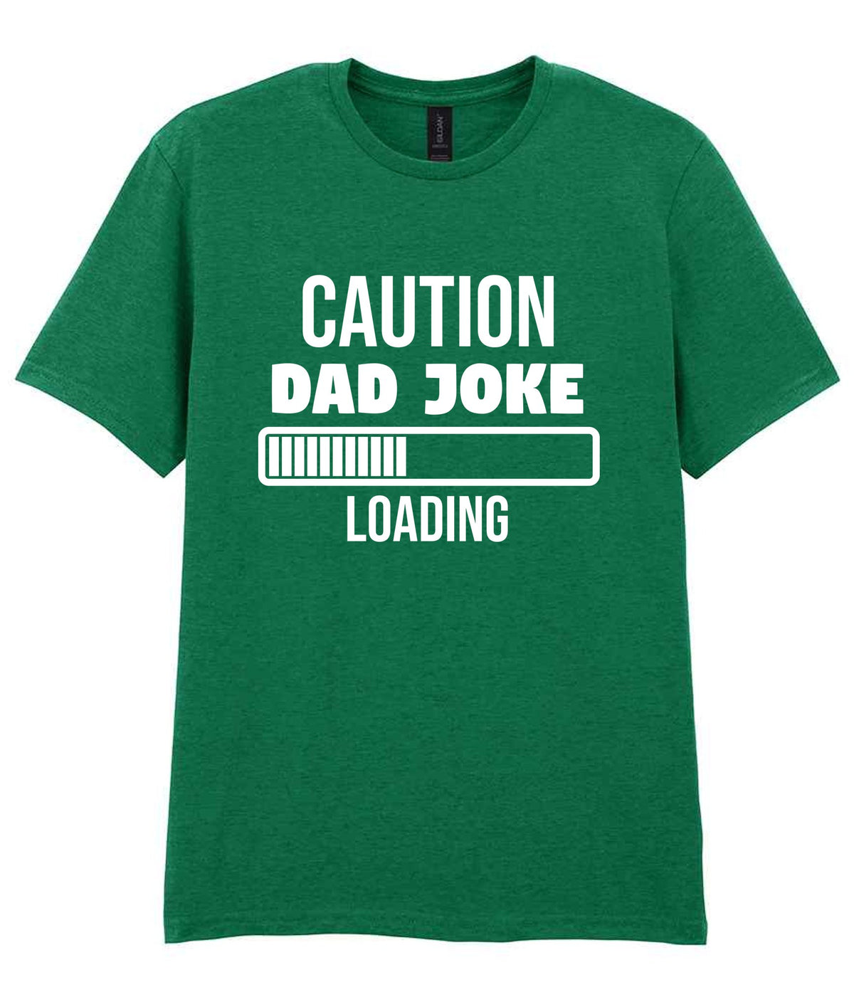 Caution Dad Joke Loading t-shirt in kelly green