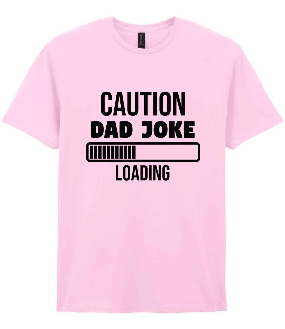 Caution Dad Joke Loading t-shirt in light pink