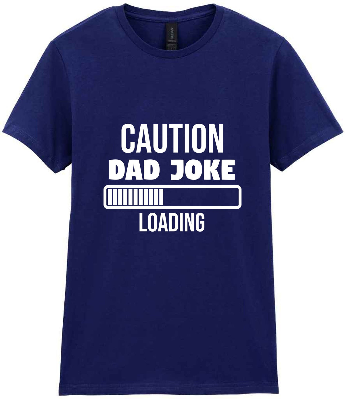 Caution Dad Joke Loading t-shirt in navy