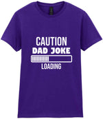 Caution Dad Joke Loading t-shirt in purple