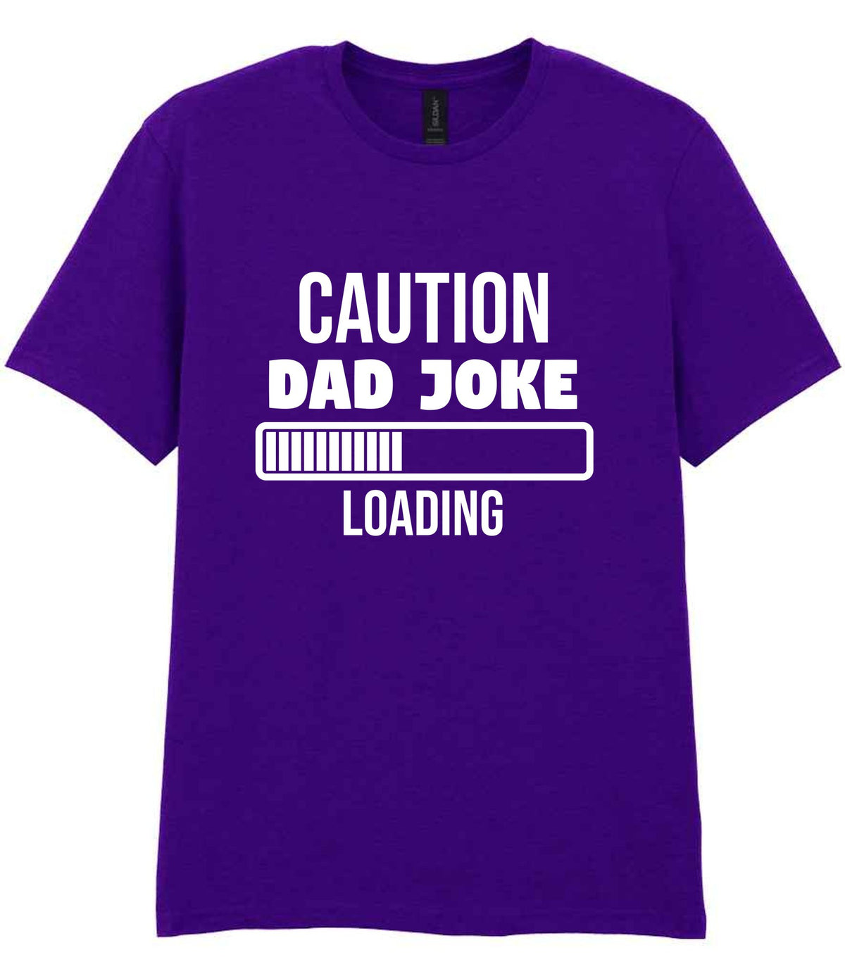 Caution Dad Joke Loading t-shirt in purple