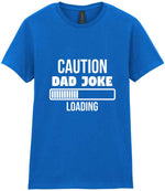 Caution Dad Joke Loading t-shirt in royal blue