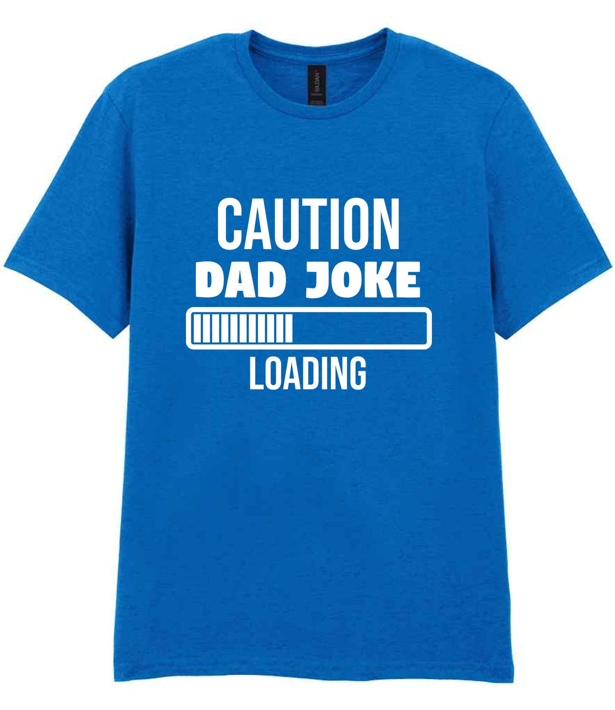 Caution Dad Joke Loading t-shirt in royal blue