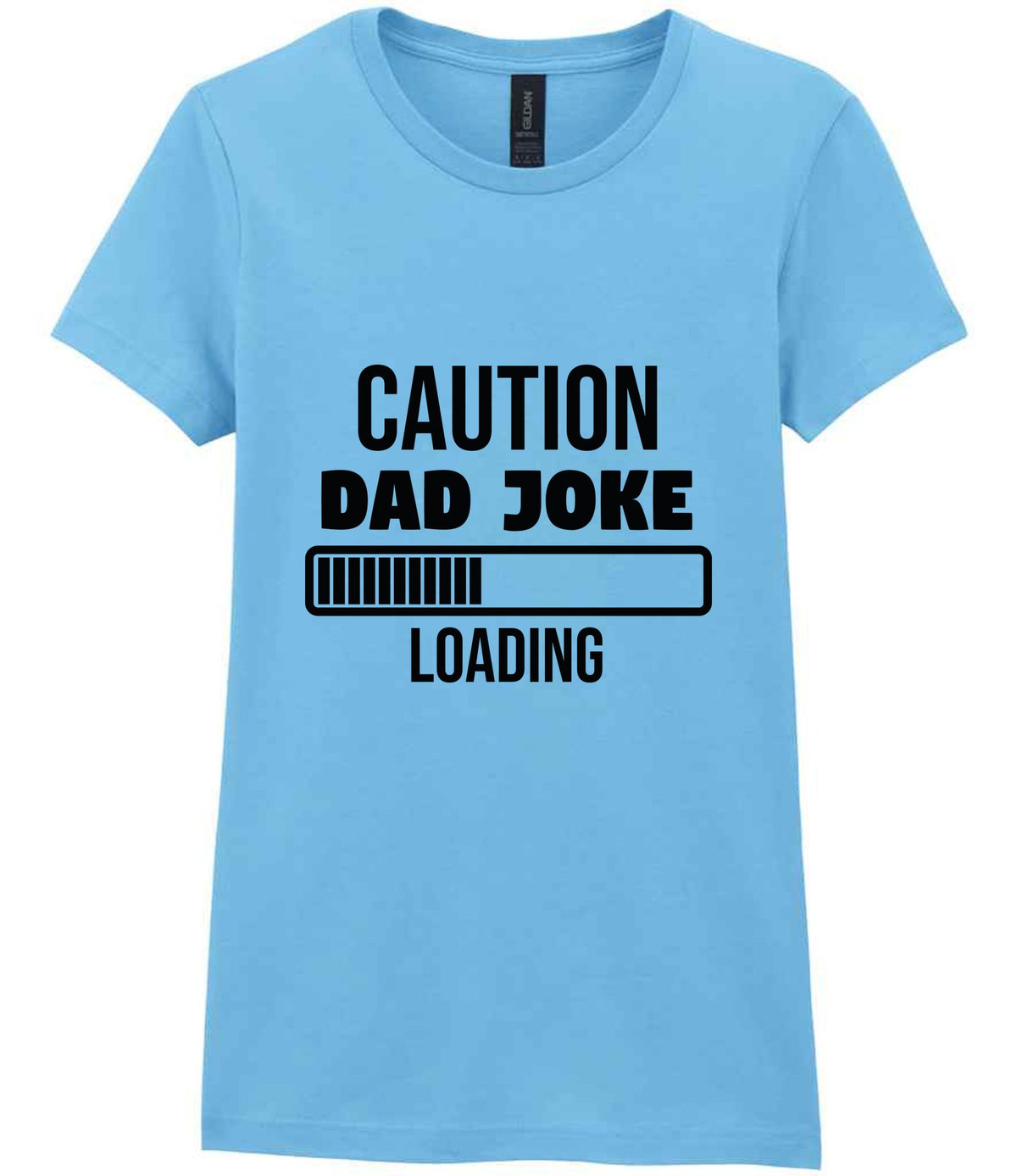 Caution Dad Joke Loading t-shirt in sky blue
