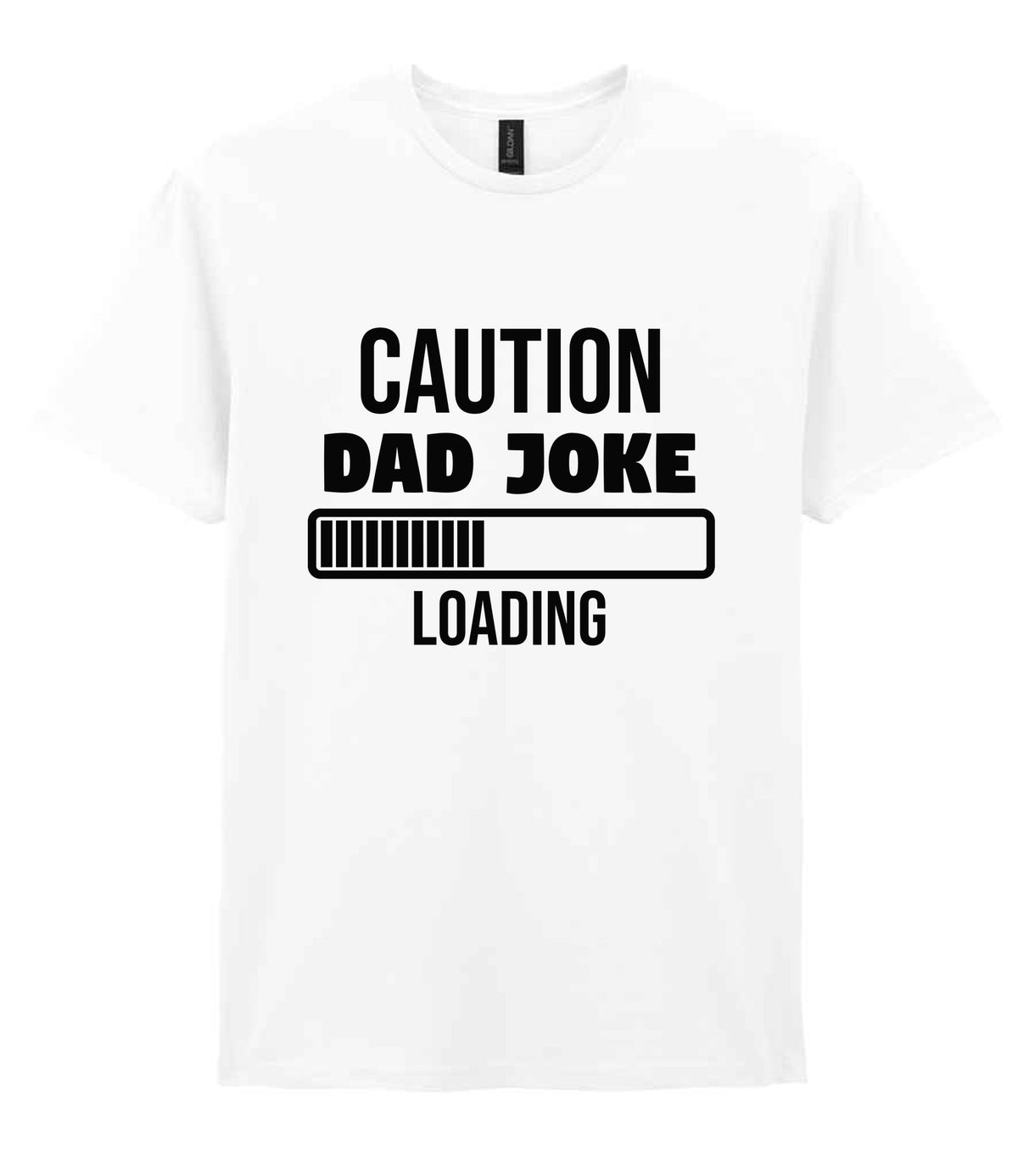 Caution Dad Joke Loading t-shirt in white