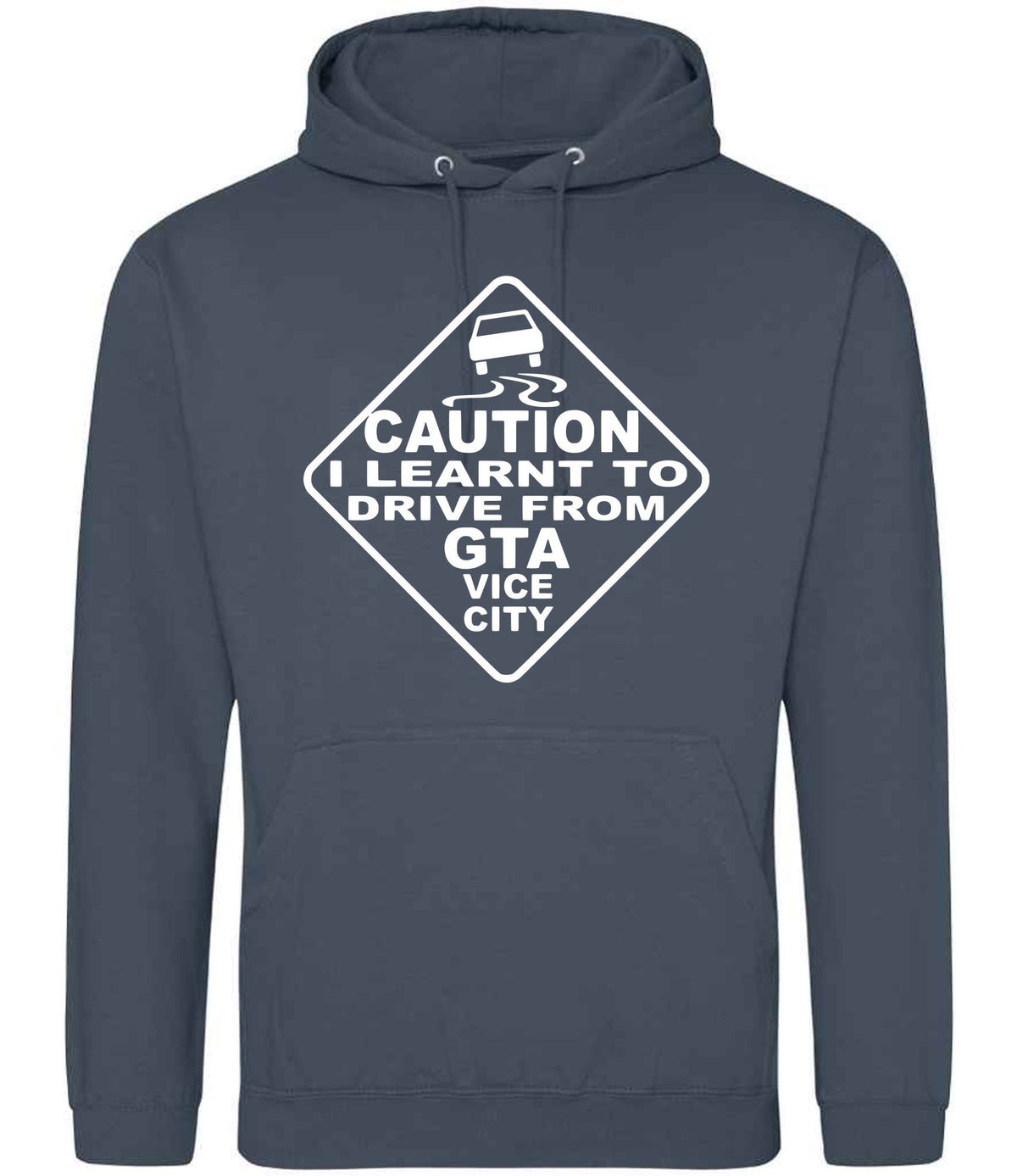 Caution I Learnt to Drive From Gta Vice City hoodie in airforce blue