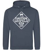 Caution I Learnt to Drive From Gta Vice City hoodie in airforce blue