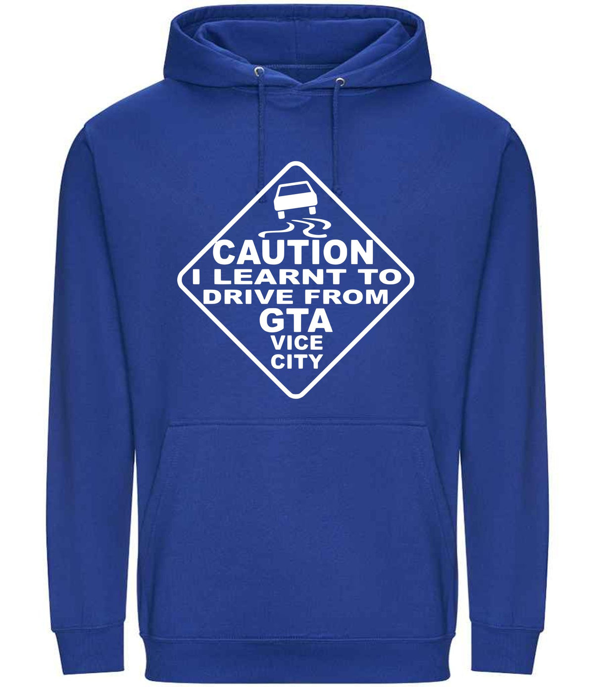 Caution I Learnt to Drive From Gta Vice City hoodie in bright royal
