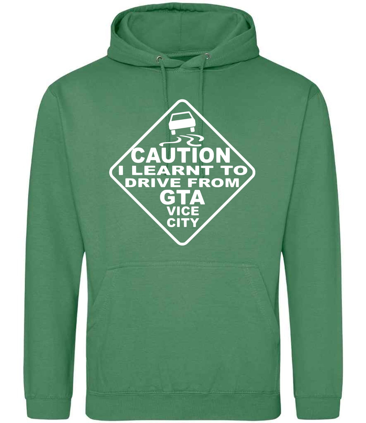 Caution I Learnt to Drive From Gta Vice City hoodie in cactus green