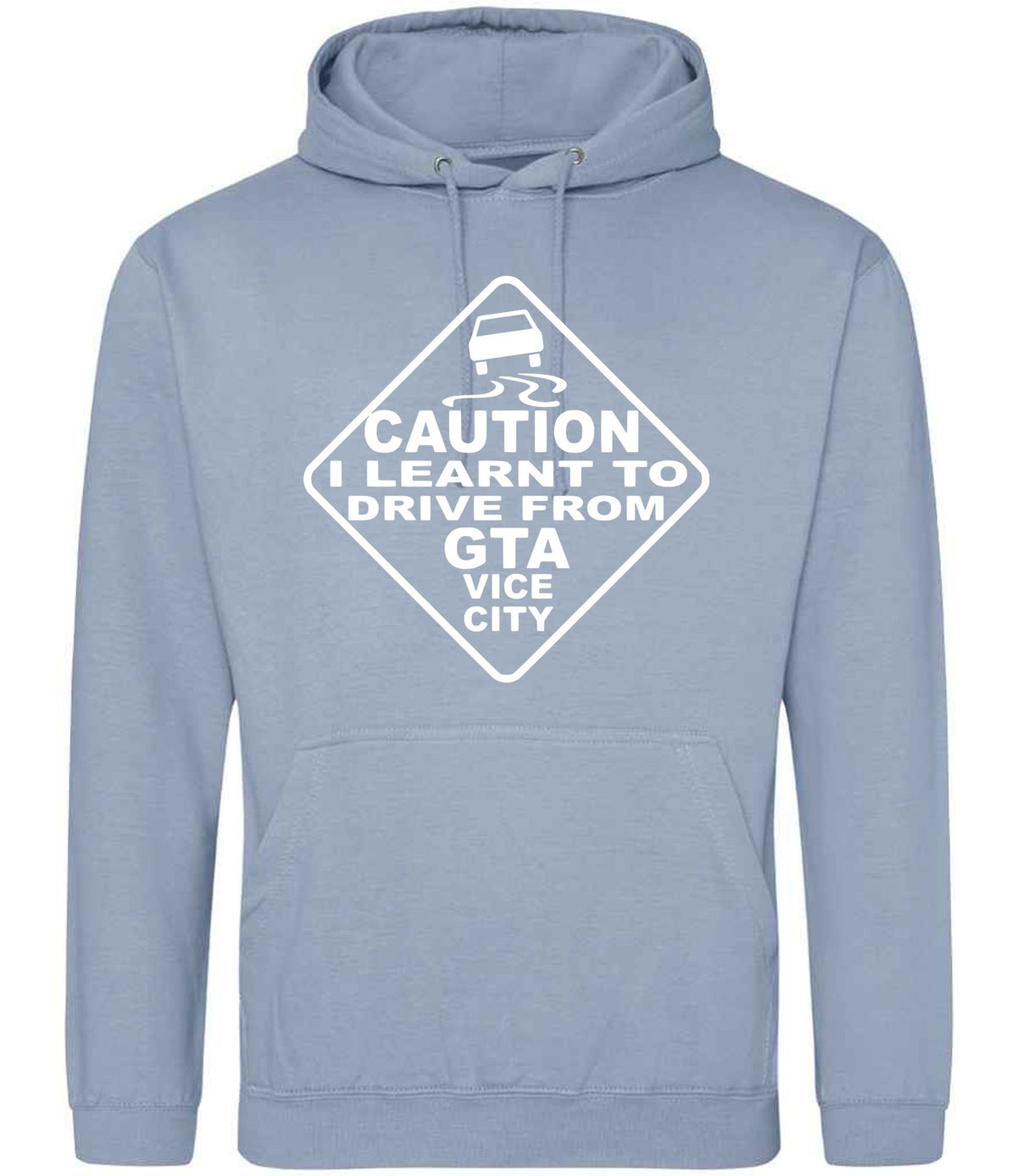 Caution I Learnt to Drive From Gta Vice City hoodie in dusty blue