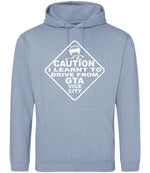 Caution I Learnt to Drive From Gta Vice City hoodie in dusty blue