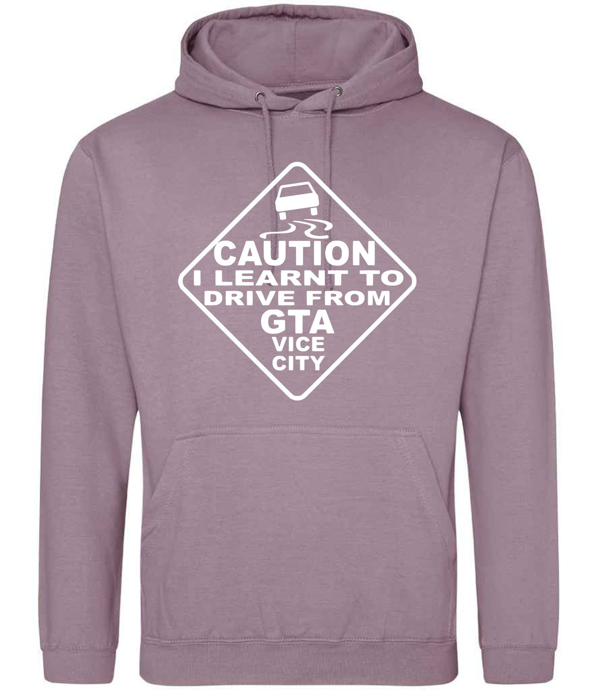 Caution I Learnt to Drive From Gta Vice City hoodie in dusty purple