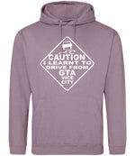 Caution I Learnt to Drive From Gta Vice City hoodie in dusty purple