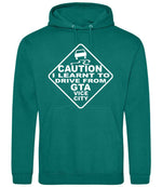Caution I Learnt to Drive From Gta Vice City hoodie in jade
