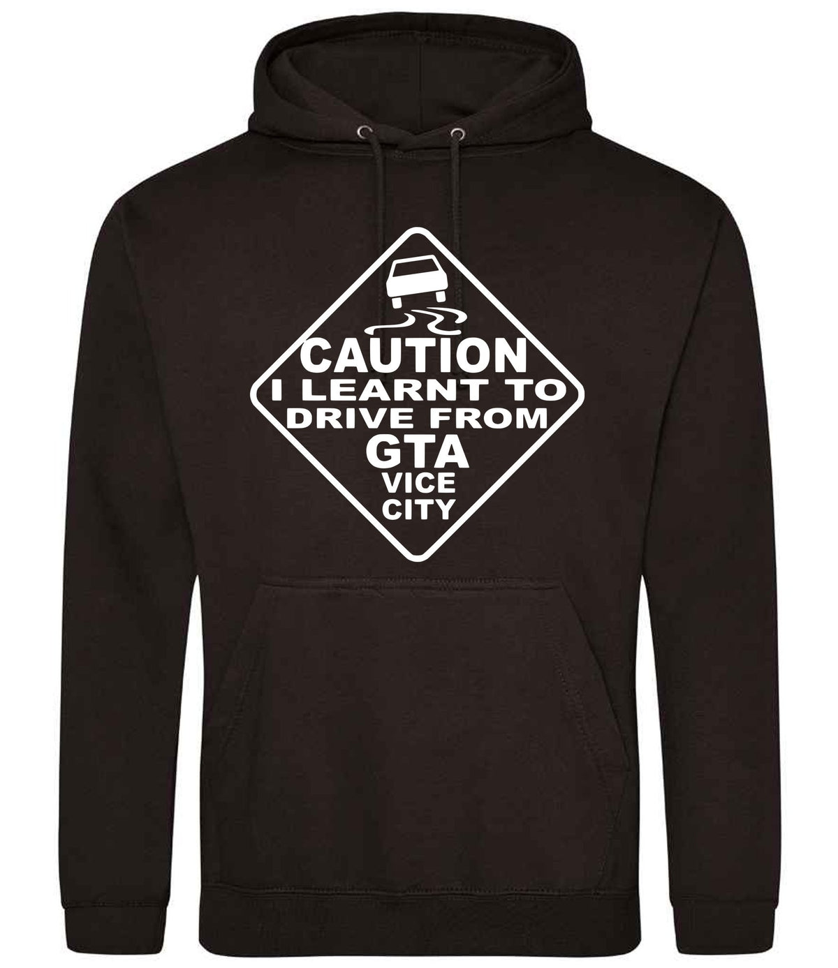 Caution I Learnt to Drive From Gta Vice City hoodie in jet black