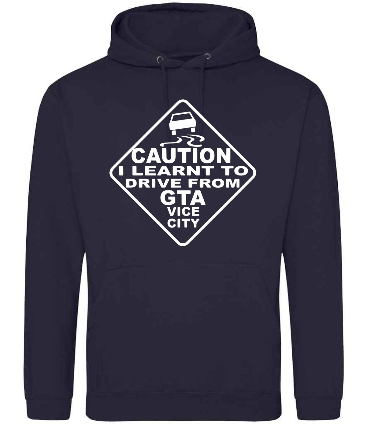Caution I Learnt to Drive From Gta Vice City hoodie in new french navy