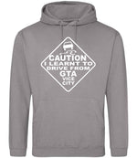 Caution I Learnt to Drive From Gta Vice City hoodie in platinum grey