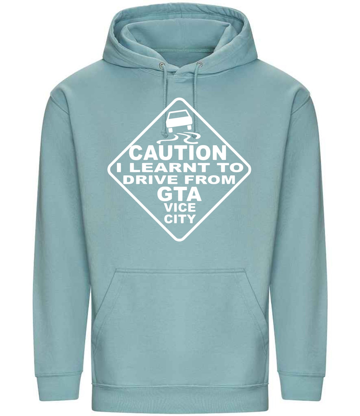 Caution I Learnt to Drive From Gta Vice City hoodie in seafoam