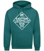 Caution I Learnt to Drive From Gta Vice City hoodie in teal