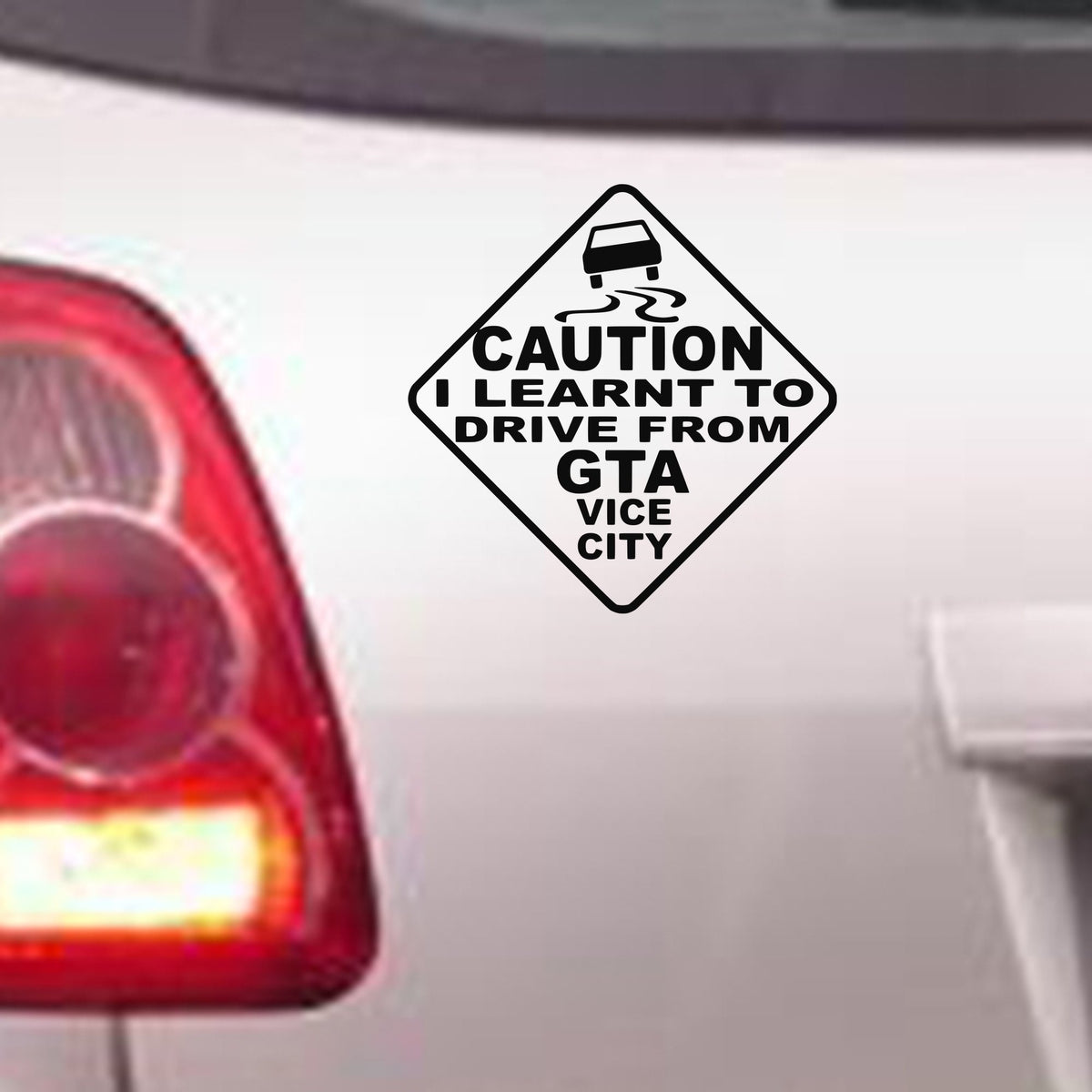 Caution I Learnt to Drive From Gta Vice City bumper sticker in standard