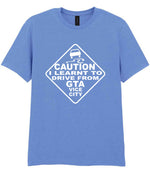 Caution I Learnt to Drive From Gta Vice City t-shirt in carolina blue