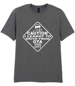 Caution I Learnt to Drive From Gta Vice City t-shirt in charcoal