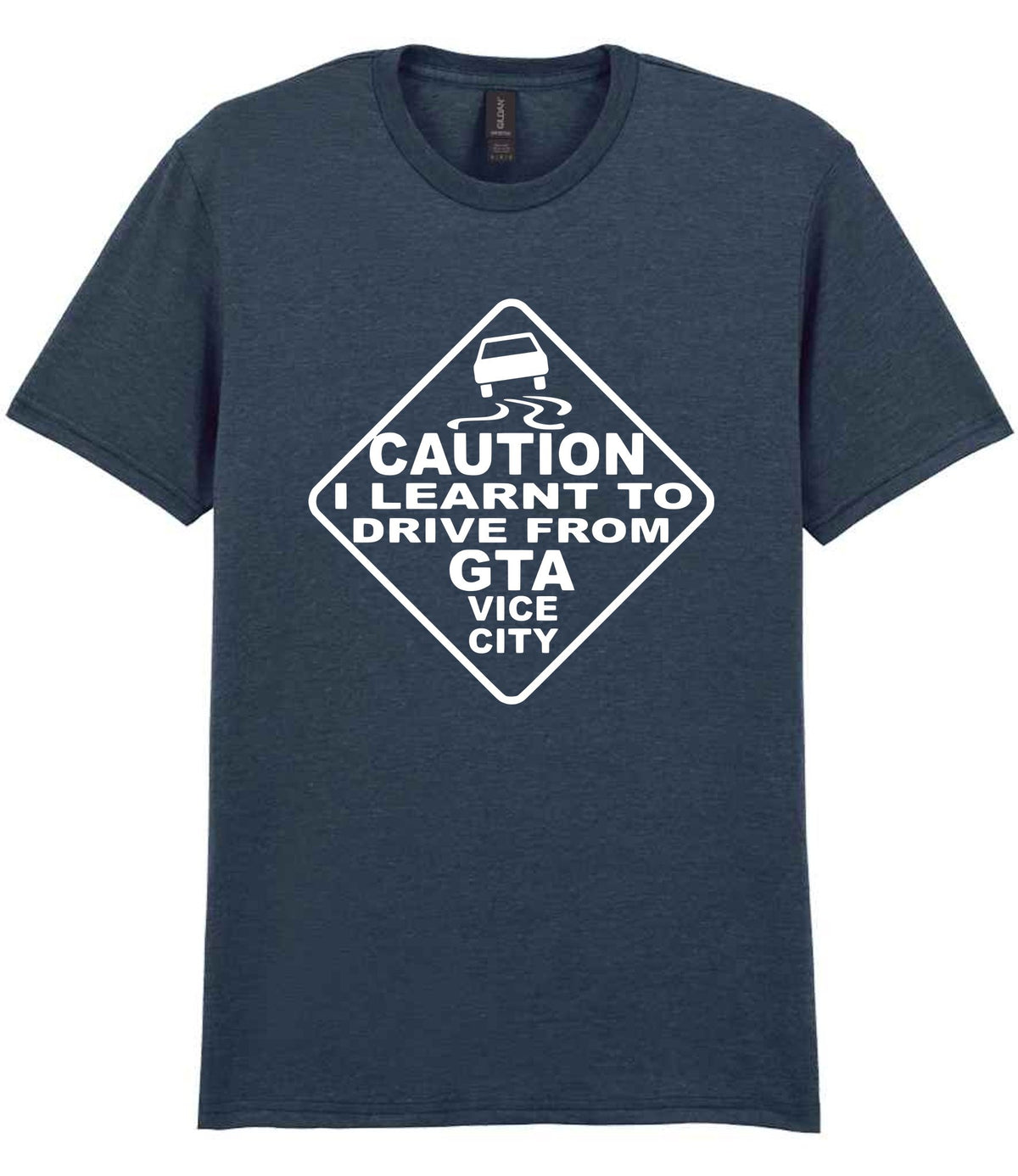Caution I Learnt to Drive From Gta Vice City t-shirt in dark heather