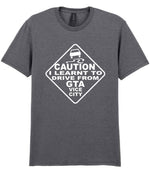Caution I Learnt to Drive From Gta Vice City t-shirt in graphite heather