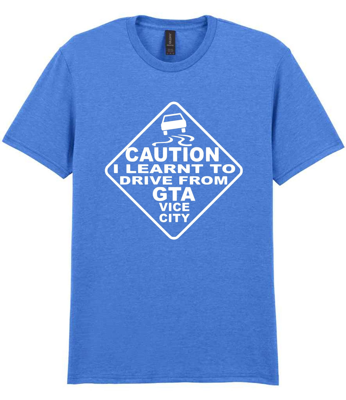 Caution I Learnt to Drive From Gta Vice City t-shirt in heather royal