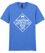 Caution I Learnt to Drive From Gta Vice City t-shirt in heather royal