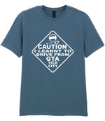 Caution I Learnt to Drive From Gta Vice City t-shirt in indigo