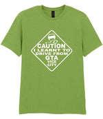Caution I Learnt to Drive From Gta Vice City t-shirt in kiwi