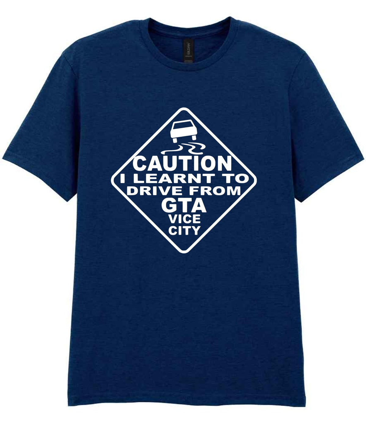Caution I Learnt to Drive From Gta Vice City t-shirt in navy